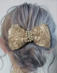 【リボン パール バレッタ　結婚式 入学式】
