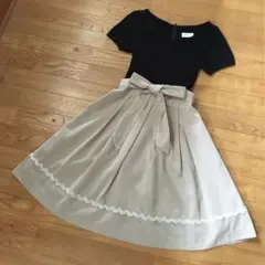 ロディスポット　異素材　切り替え　リブニット　ワンピース