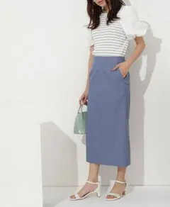 NATURAL BEAUTY BASIC コットンギャバストレートスカートのサムネイル
