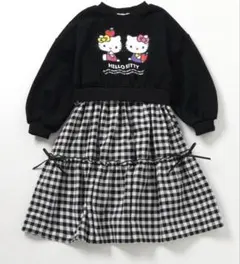 BREEZE ハローキティ　ドッキングワンピース　110センチ　ギンガムチェック