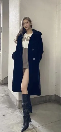 スリードッツ 大草直子 エコファー ロングコート ストール付き - メルカリ
