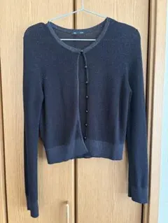 GU ダークグレー M ラメ入り長袖カーディガン