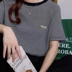 THE FOX ワンポイント刺繍 ラグランスリーブ ワッフル半袖Tシャツのサムネイル