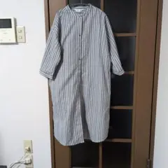 MEICONNE ストライプ 長袖シャツワンピース Lサイズ