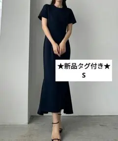 JENNE ジェンヌ サマーロングリブニットワンピース ブラック 黒 5部袖