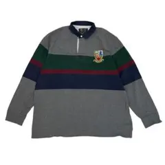 ポロラルフローレン ラガーシャツ 大きいサイズ XXL ボーダー ロゴ グレー