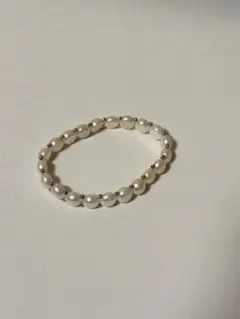 パールとメタルビーズのブレスレット