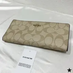 コーチ CU161 シグネチャー ベージュ 長財布 - メルカリ