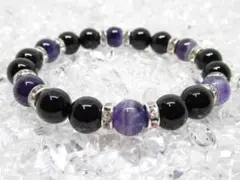 〇【アメジスト×ブラックオニキス】 天然石ブレスレットパワーストーン