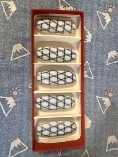 24時間以内発送　青と白の格子模様の箸置き5個セット