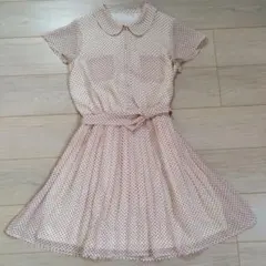ドット　レトロ　赤　ワンピース　アンティーク　ヴィンテージ　プリーツ　授乳服のサムネイル