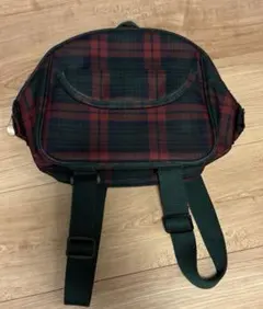 チェック柄　通園バック　通園リュック　　グリーンリュック