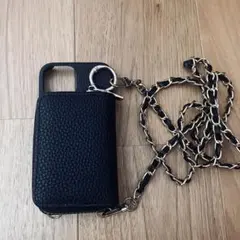 iphone 13mini カードホルダー チェーンストラップ付き ケース