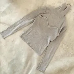 fifth リブ切替 タートルニット M グレー バイカラーデザイン