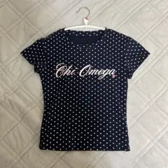 Chi Omega スター柄 半袖Tシャツ ネイビー