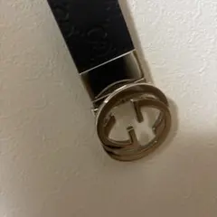 Gucci ブラックレザー ベルト ダブルGロゴ