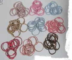 新品・台座付き カラフルヘアゴム １０本ｘ９アイテム 合計９0本