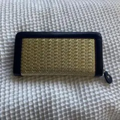 編み込みデザイン 長財布 ゴールド