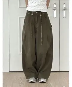 11/20まで‼️amood コットンワイドパンツ ペインター M ブラック