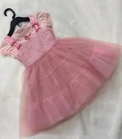 シャーリーテンプル ピンク ギンガムチェック チュールワンピース 100cm