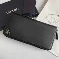 【極美品】プラダ 長財布 三角ロゴ サフィアーノレザー 黒 2ML317