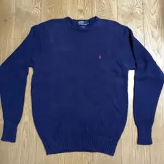 ポロラルフローレン　コットンニット　セーター　ネイビー　古着