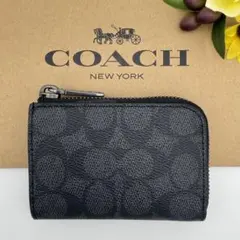 COACH ★大人気★ ジップ キーケース シグネチャー チャコール 新品