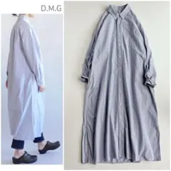 D.M.G ⿻ ストライプ ボタンダウンカラー シャツワンピース Aライン 春のサムネイル