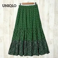 完売品 美品 UNIQLO ポール&ジョー ティアードスカート S花柄 総柄 緑のサムネイル