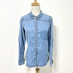 ZARA ザラ✨デニムシャツ【Ｓ】スナップボタン　長袖シャツ　薄手