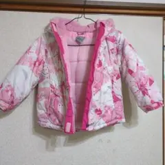 子ども用ピンク花柄スキーウェアセット