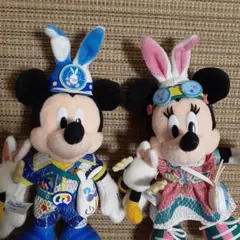 新品 ミッキー ミニー うさたま イースター　ぬいば　キーホルダー　２点セット