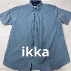 ikka 半袖シャツ S 綿麻 シャンブレー ブルーのサムネイル