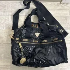 LeSportsac ブラックナイロンショルダーバッグ