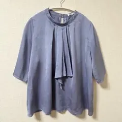 ハニーズ GLACIER ブラウス Lサイズ くすみブルー タック 上品 半袖