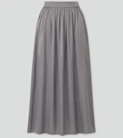 【タグ付き新品】ユニクロ シャイニーギャザーロングスカート M ダークグレー