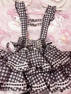 LIZLISA 地雷系 量産型 チェック柄 サスペンダー付き ミニスカート