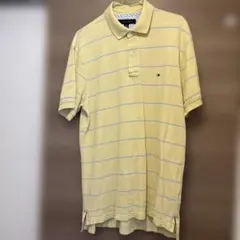 TOMMY HILFIGERイエロー ストライプ ポロシャツ Mサイズ