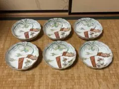 西晴雲 絵付「銘々皿」5枚組 共箱付（倉敷名産・酒津焼 / 斉白石ゆかり） 西晴雲 絵付「銘々皿」5枚組 共箱付（倉敷名産・酒津焼 / 斉白石ゆかり