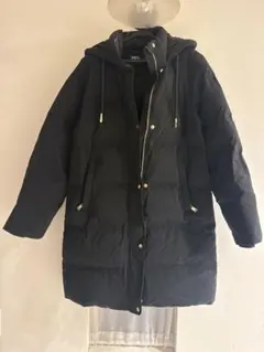 ZARAブラックフード付き ロングダウンジャケットS