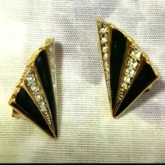 ニナリッチ　イヤリング　黒　ゴールド　三角　美品
