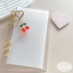 バインダー貯金 韓国 A6 家計簿 セービング ハート いちご 花 半透明