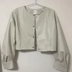 mystic mline フェイクレザーショートジャケット(アイボリー)