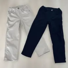 110cm ホワイト ネイビー 長ズボン 2点セット