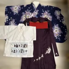 キャサリンコテージ　袴　140 花柄　ネイビー　パープル　紺　紫　卒業式