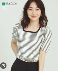 BASEMENT online MAAYA Design ボーダー半袖トップスのサムネイル