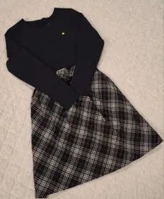 kate spade ネイビー チェック柄 ワンピース 150