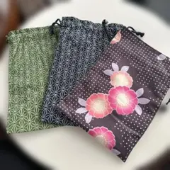和柄 巾着袋 3点セット