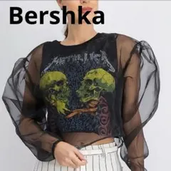 Bershka METALLICAコラボ シースルーのクロップドトップス Lのサムネイル