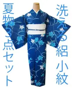 値下げ交渉OK！」夏物 洗える ポリエステル 絽 小紋 セット B342